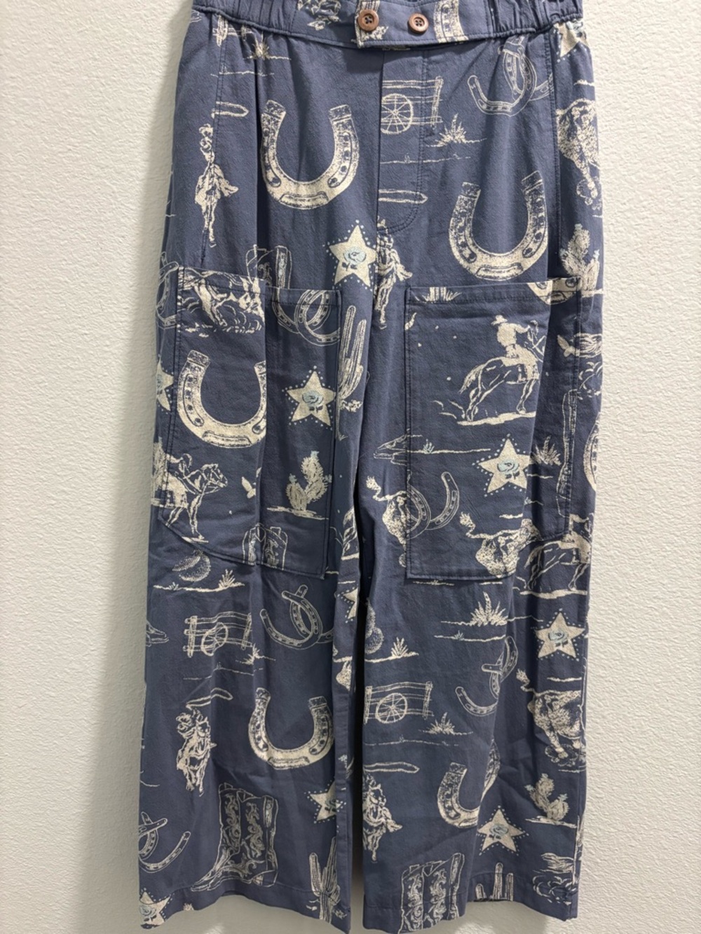 FREE PEOPLE SEASIDE PULL-ON PANTS - INDIGO COMBO/RODEO TIME, size XS - Picture 3 of 11